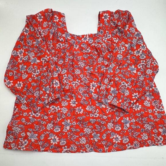 Gap · Large Petite · Blouson Sleeve Square Neck Blouse · Red Floral · NWT - Picture 6 of 11